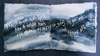Night Journey by Starlight (artist's book, detail), text by Dafydd ap Gwilym, translated by Kenneth Jackson