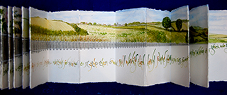 Trackside, artist&rsquo;s book on handmade papers, poem by Maureen Duffy