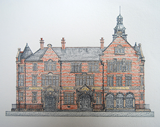 Kentish Town Baths, portrait on handmade paper