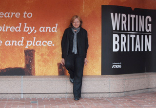 Liz Mathews outside the British Library