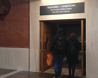 The entrance to the Treasures Gallery at the British Library, open daily, admission free